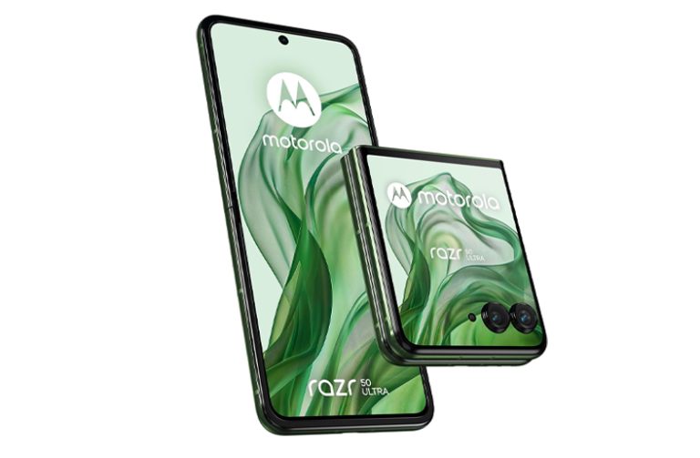Smartphone Motorola Razr 50 Ultra avec écran pliable AMOLED 6,9 pouces et double écran extérieur